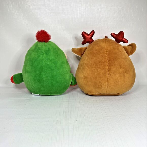 Christmas Holiday Squishy Plush Stuffed Animals Soft Elf and Reindeer Lot of 2 - Picture 2 of 3